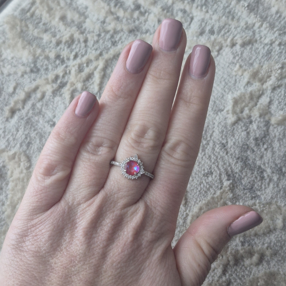 Radiant Pink Stone Silver Ring